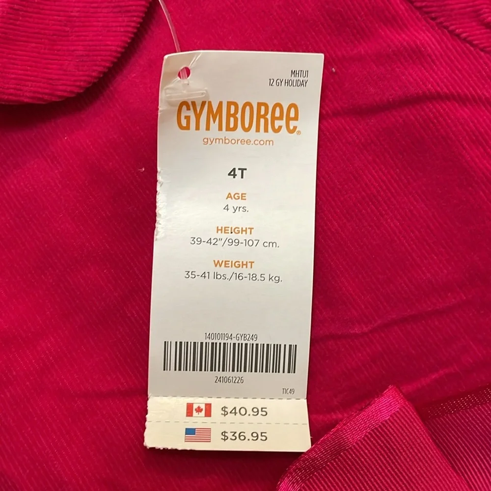 Gymboree pink corduroy dress size 4T